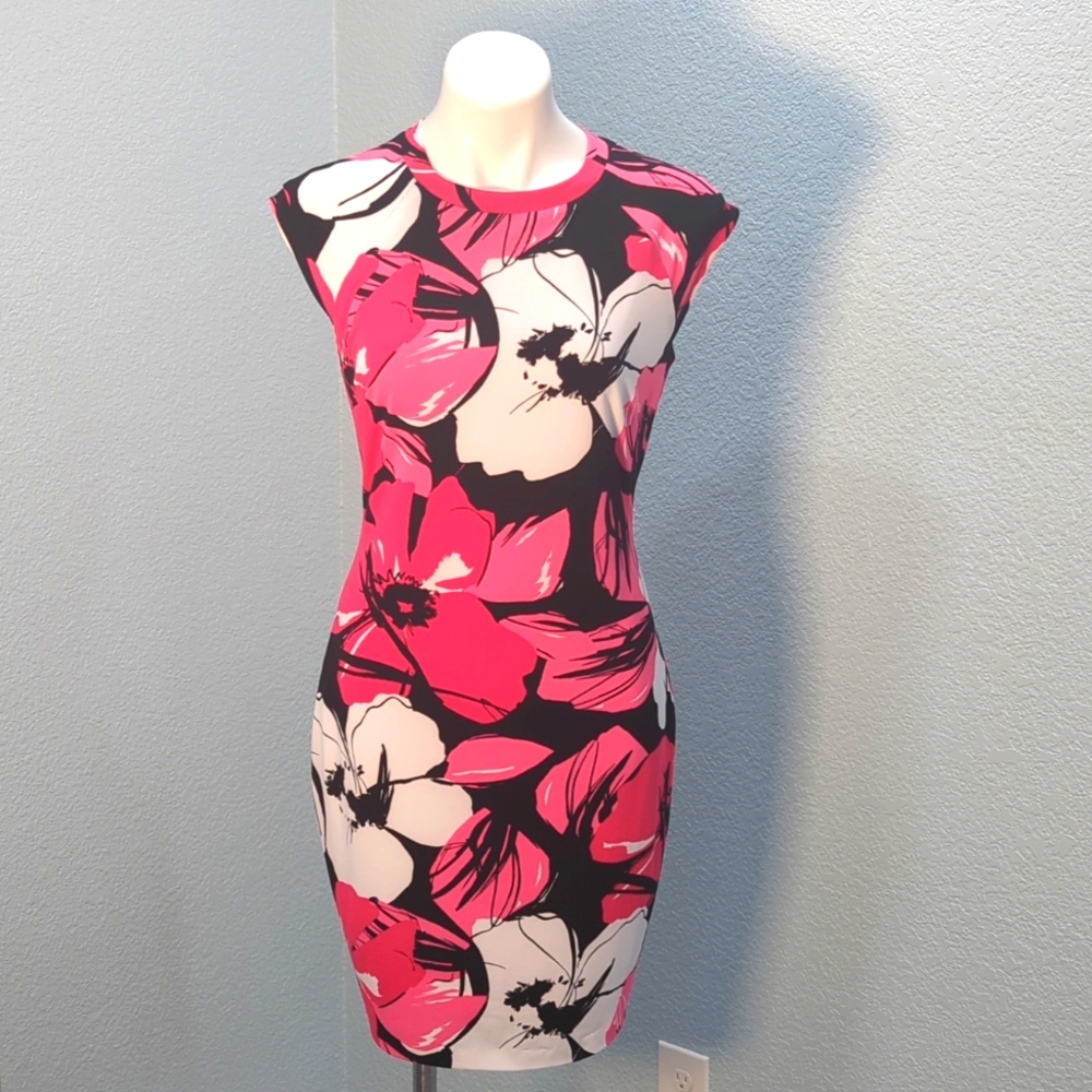 Cache, Size 8, Bright Pink Floral Dress